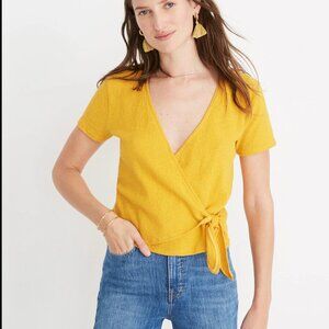 Madewell Texture & Thread Wrap-Tie Top Size Medium In Tungsten Glow color